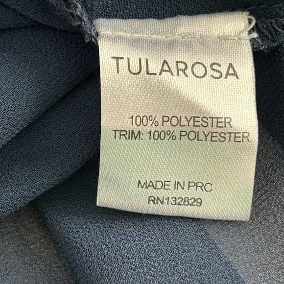 Tularosa Mini Dress Size M Navy Blue Lace Ruffle Trim Lined Elbow Sleeve Zip - Picture 6 of 14